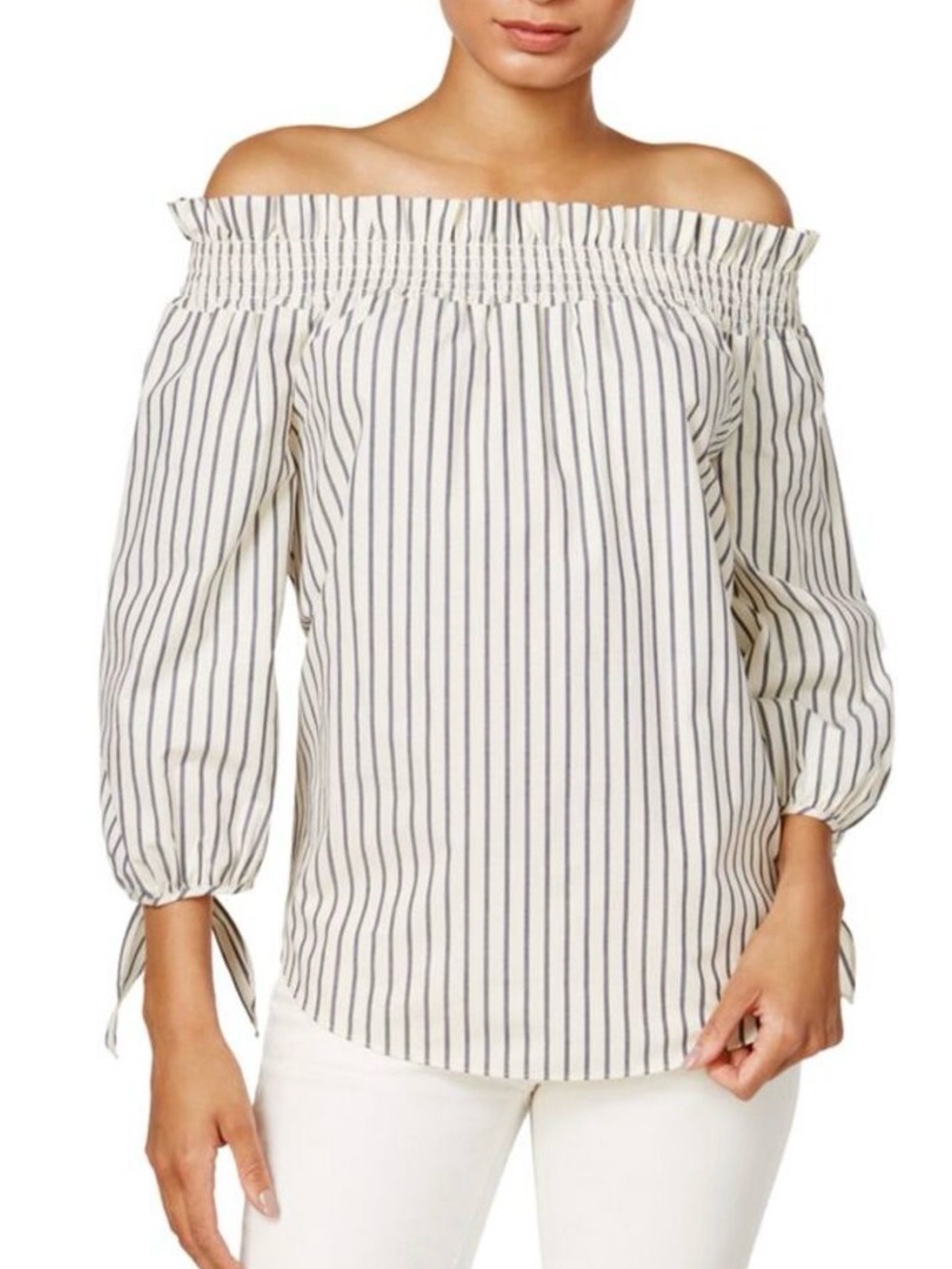 NWOT Kensie Off-Shoulder Blouse with Stripes
